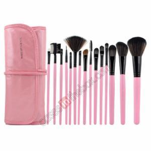 15 Pcs Professional Makeup Brush Set + Pinkleather..
