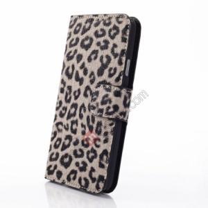 Leopard Print Leather Folio Stand Wallet Case For..