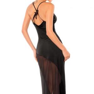 Sexy Black Italic Cut Transparent Club Dress With..