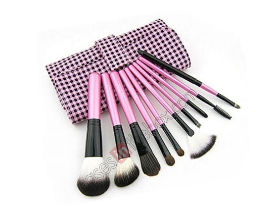 10 Pcs Animal Wool Makeup Brush Set Professional Make-up Cosmetic Brush - Pink