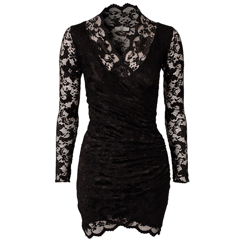 Slim Package Hip Skirt Long-sleeved Lace Dress Was Thin Bottoming on Luulla